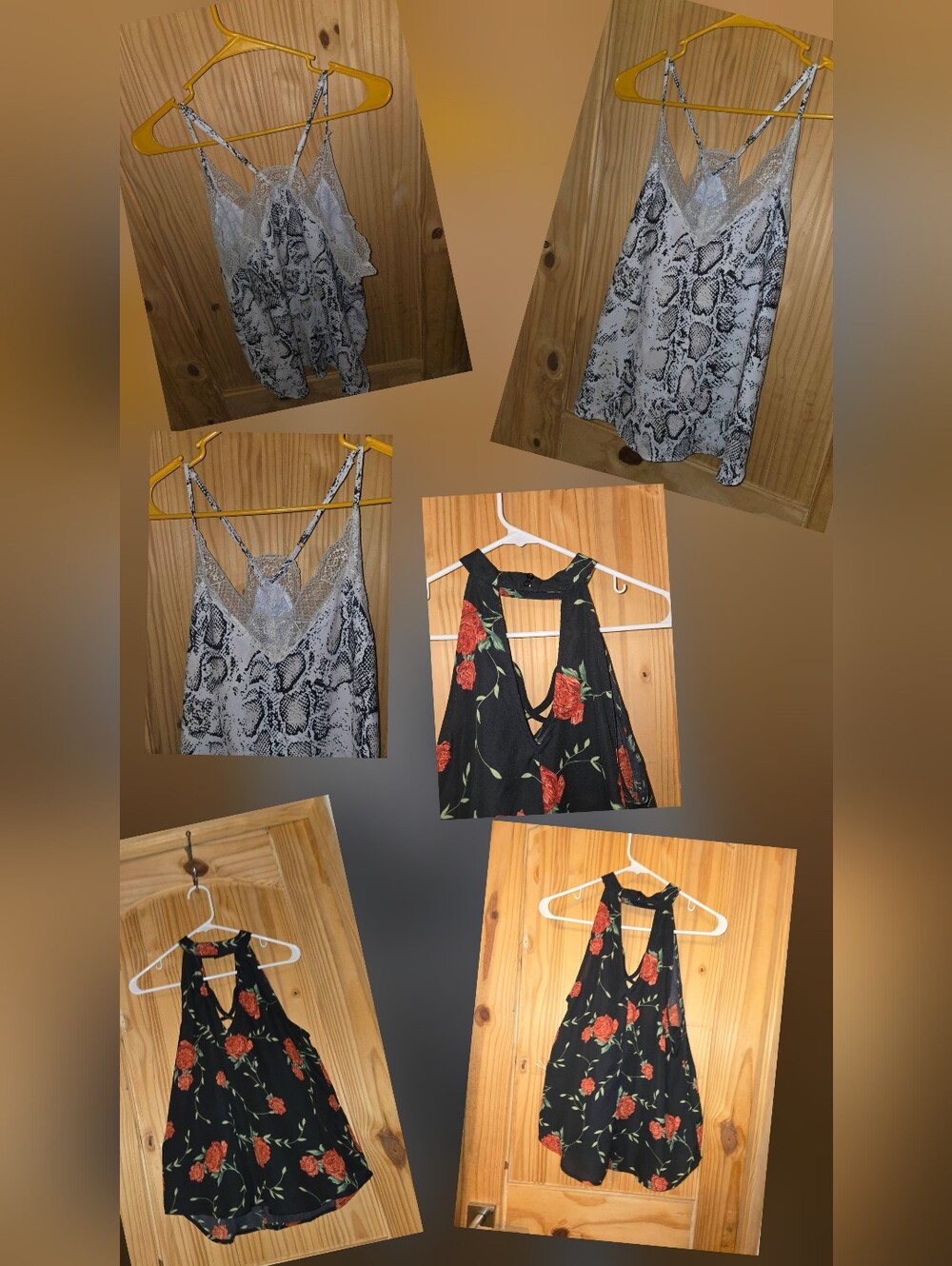 Set Of Women's Size Medium Tank Tops (Snake Skin Print & Black With Floral)